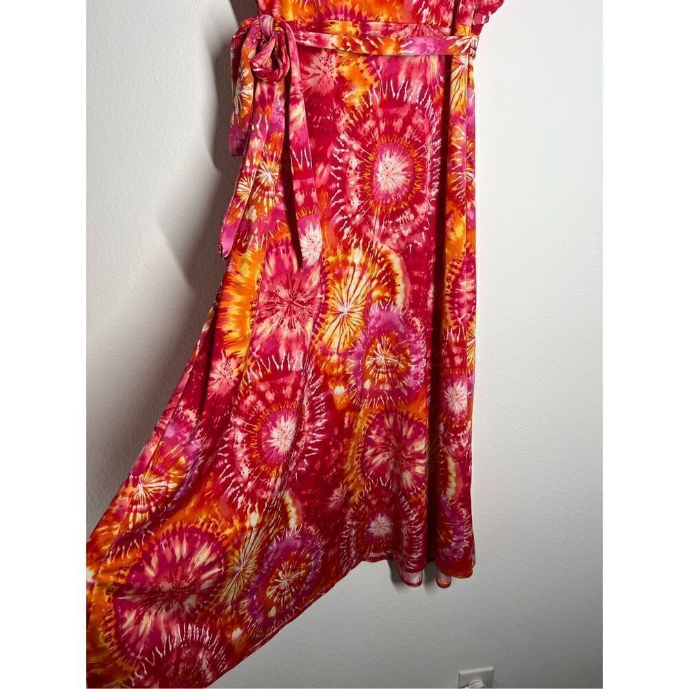 Floral Print Tie Dye Dress midi Vneck Approximately Size M - Picture 3 of 16